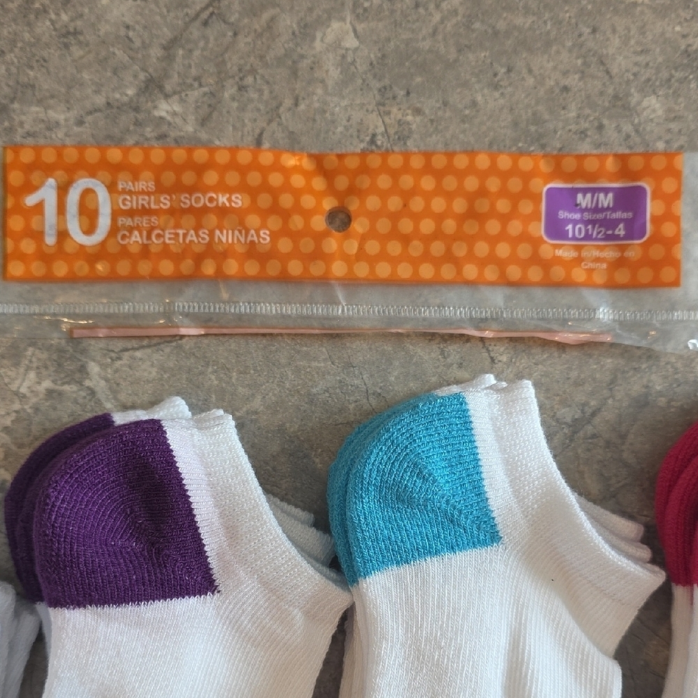 (J37) Fruit of the Loom Kids Ankle Socks - White, Purple, Blue, Pink Sz M - Picture 2 of 6